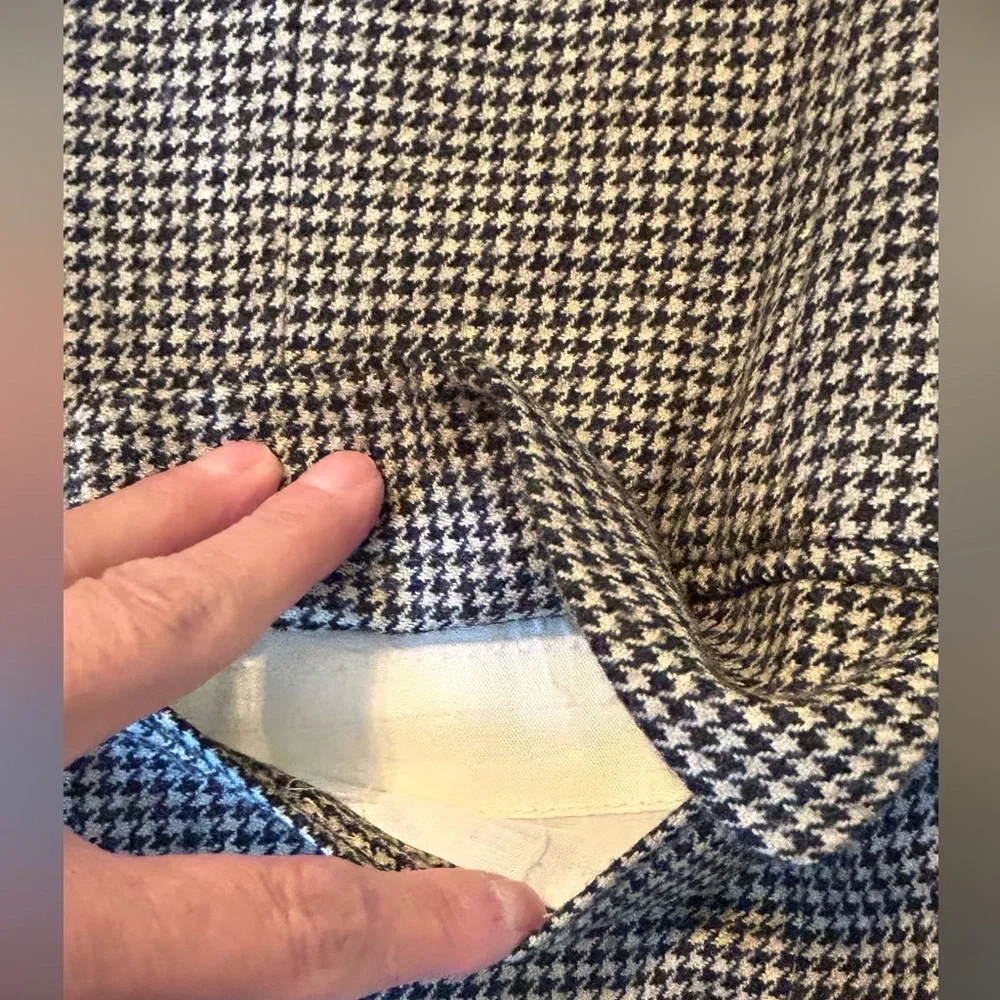 Stanley Blacker Tweed‎ Sport Coat Mens Size 44R Tan Black Houndstooth